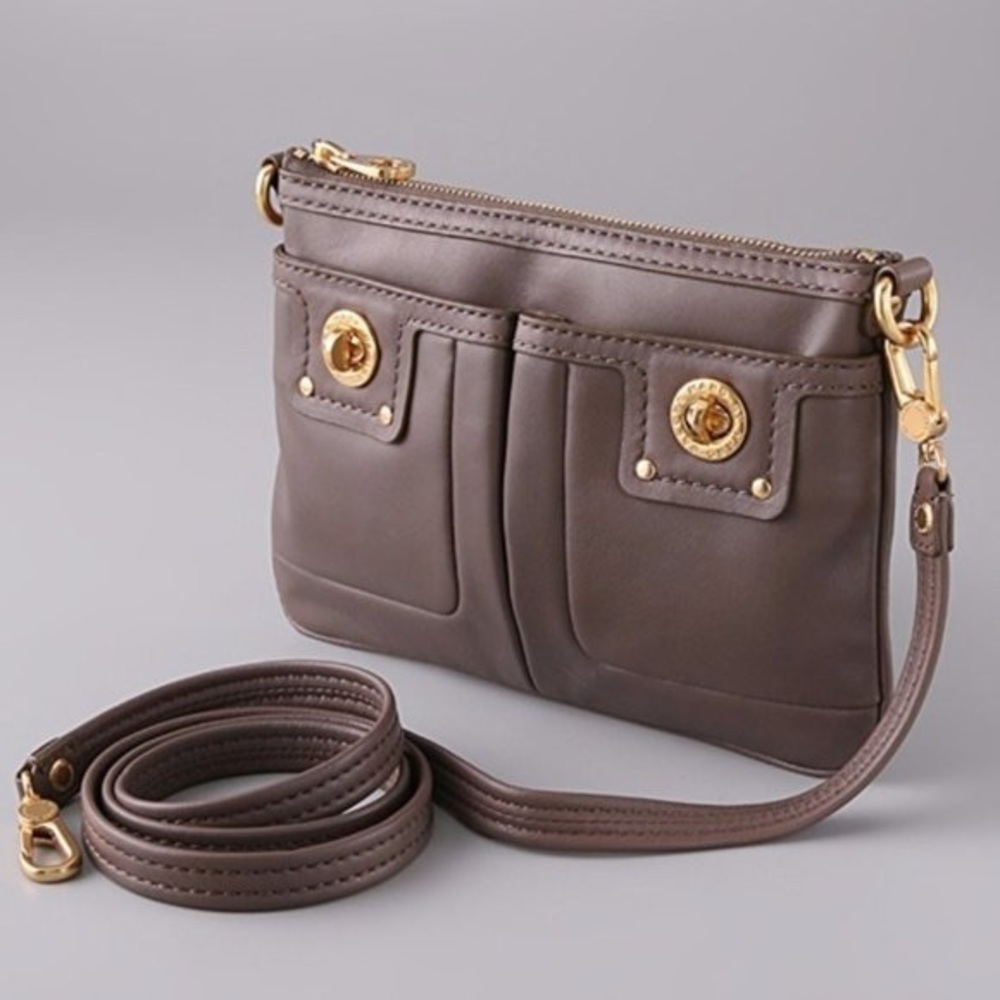 Marc by Marc Jacobs Totally Turnlock Percy Crossbody purse in taupe